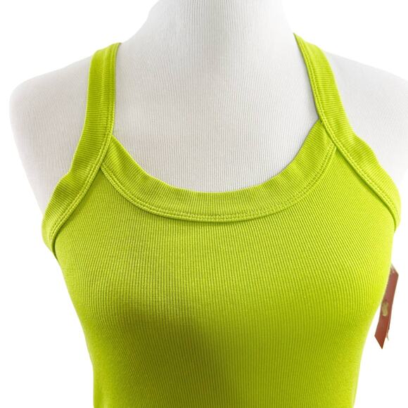 JOSIE Natori Lime Green Ribbed Cotton Tank Cami Scoop Neck Racerback Medium M - Picture 4 of 9